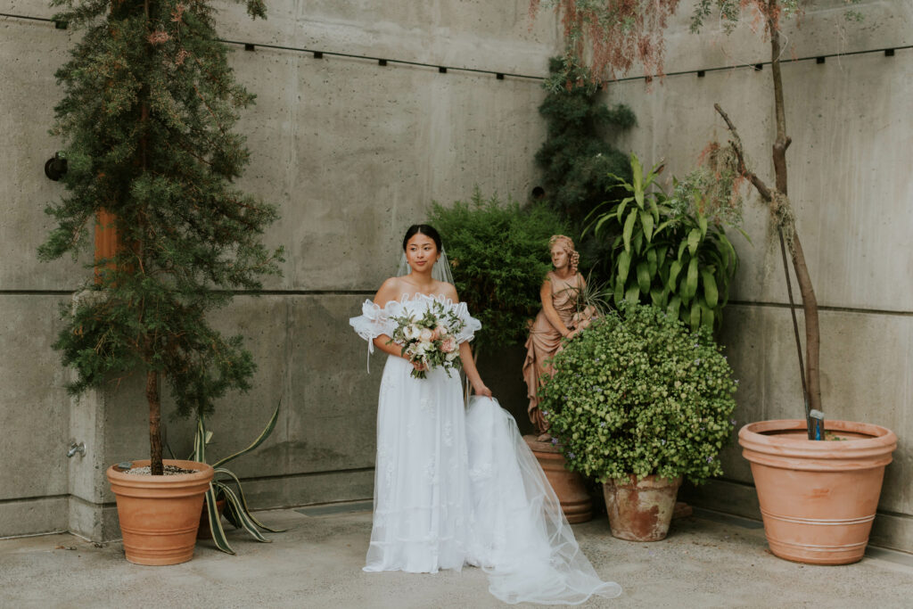 bridal portraits with flowers