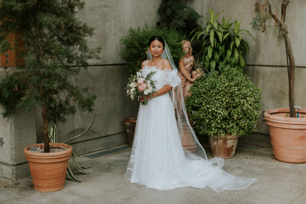 bridal portraits with flowers