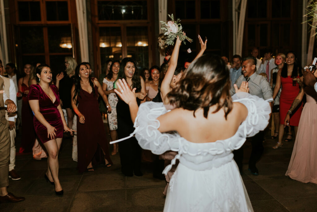 Throwing wedding bouquet 