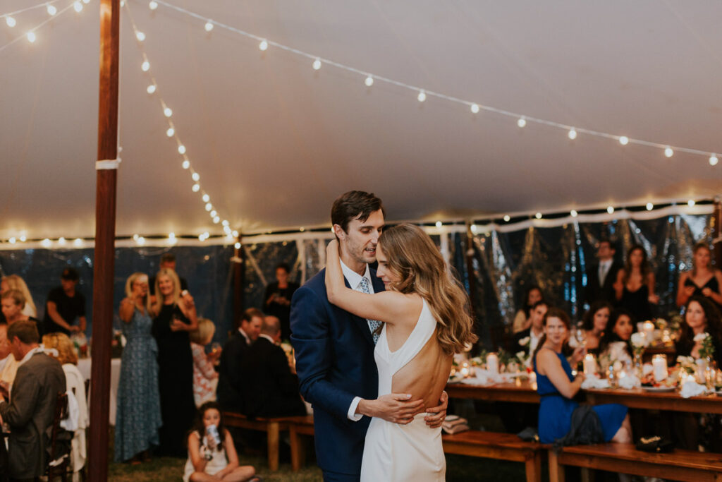 cape cod couple share their first dance as husband and wife