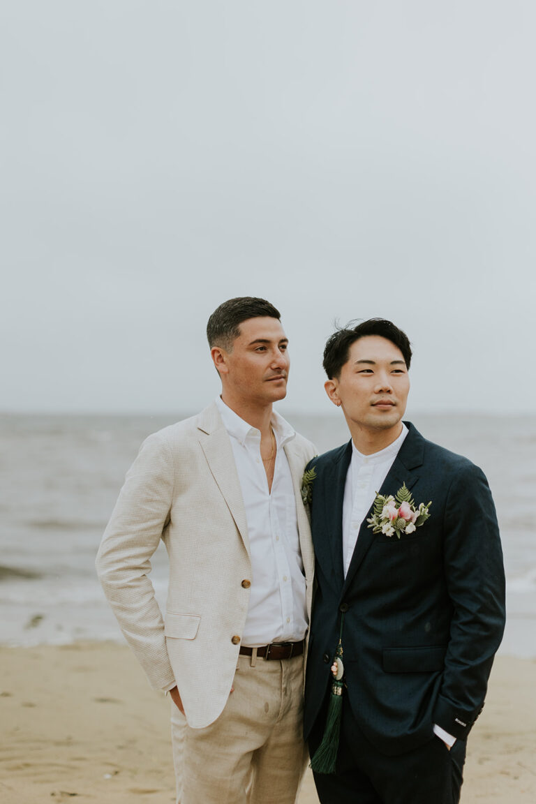 Romantic beach portraits at Race Point pre ceremony